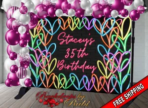 Graffiti Backdrop, Graffiti Banner, 80's 90's Hip Hop Rock Party Backdrop, Graffiti Hearts Backdrop, 90s Party Studio Props, Neon backdrop