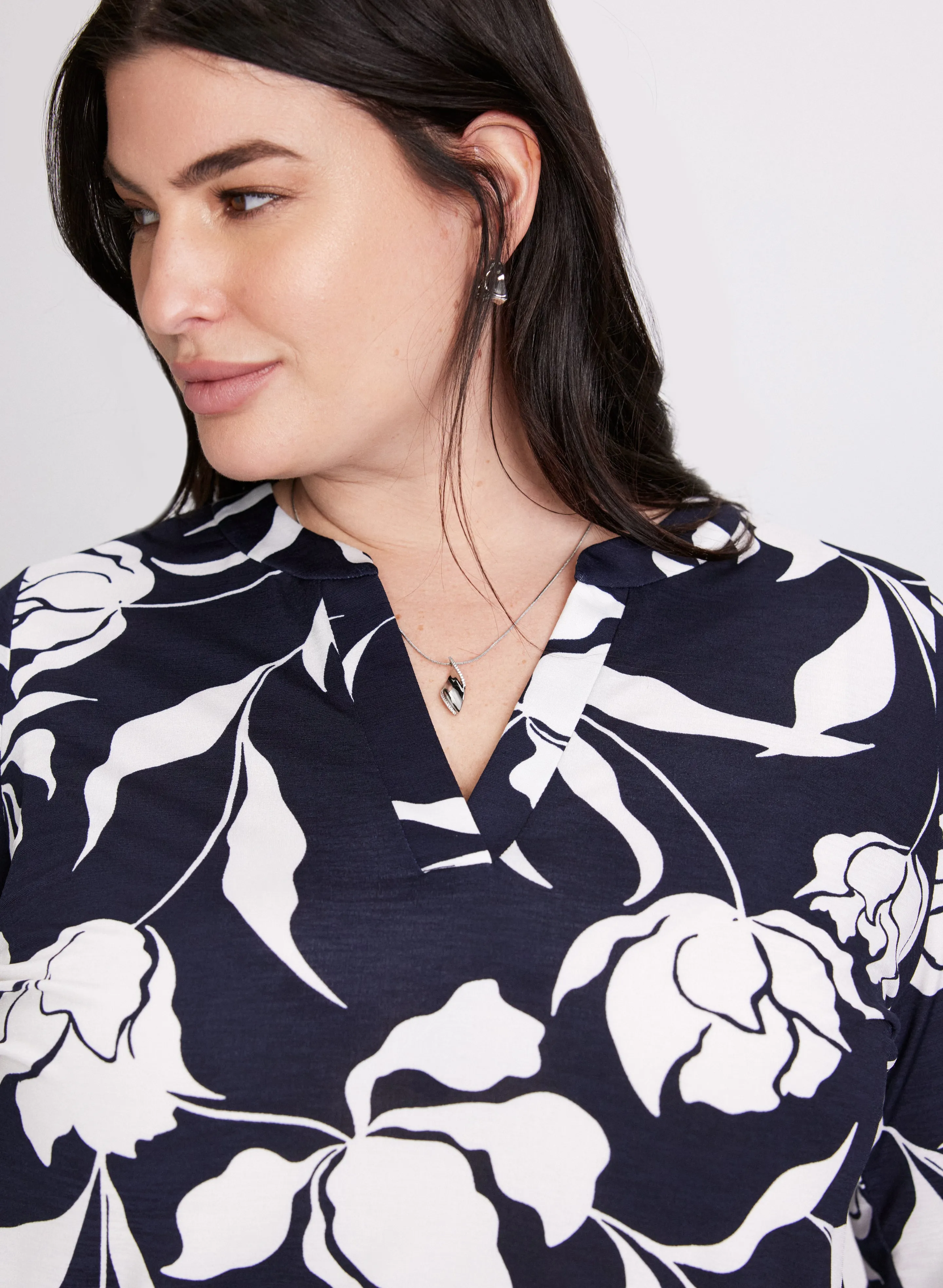 Graphic Floral Print Top