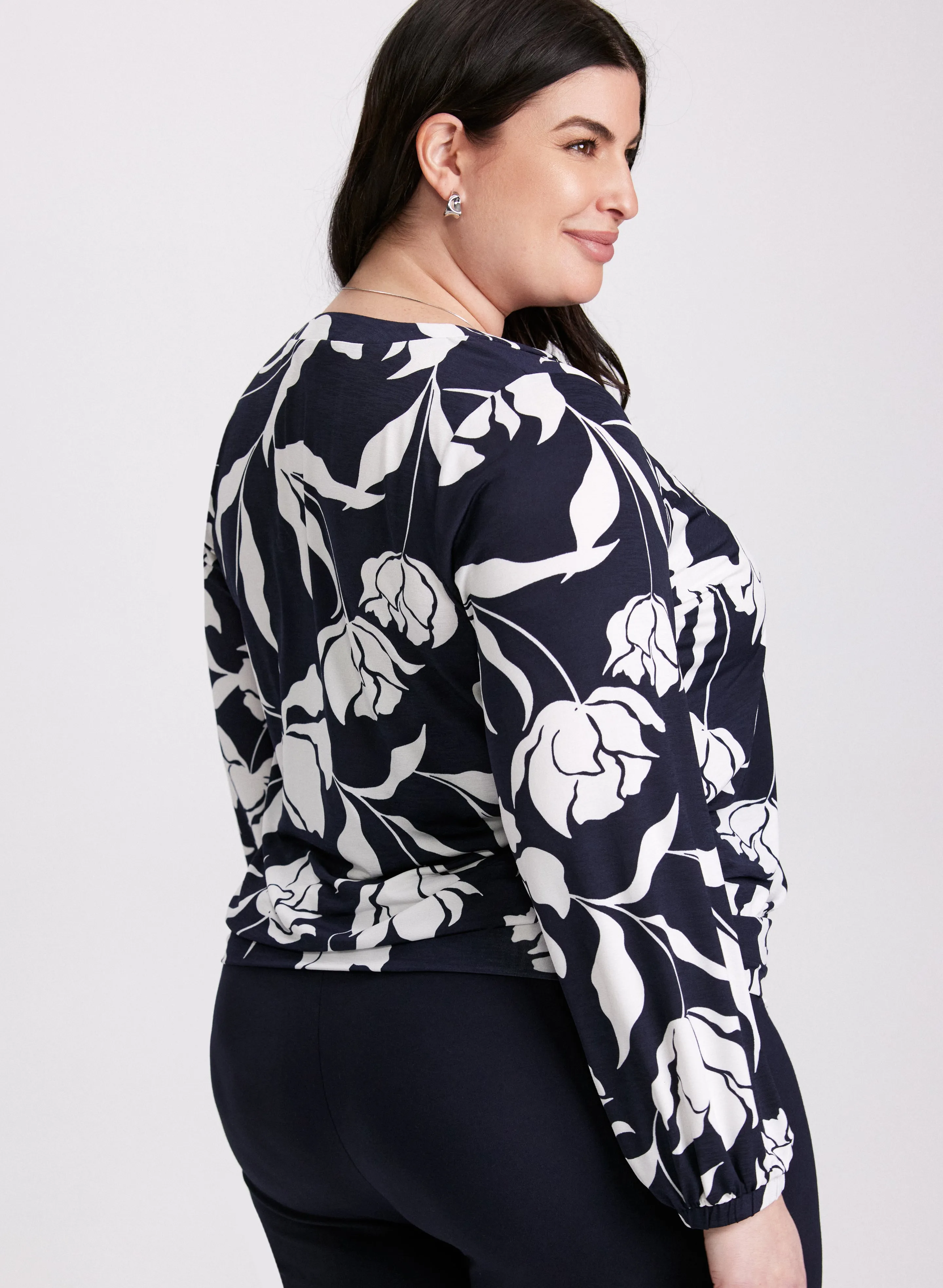 Graphic Floral Print Top