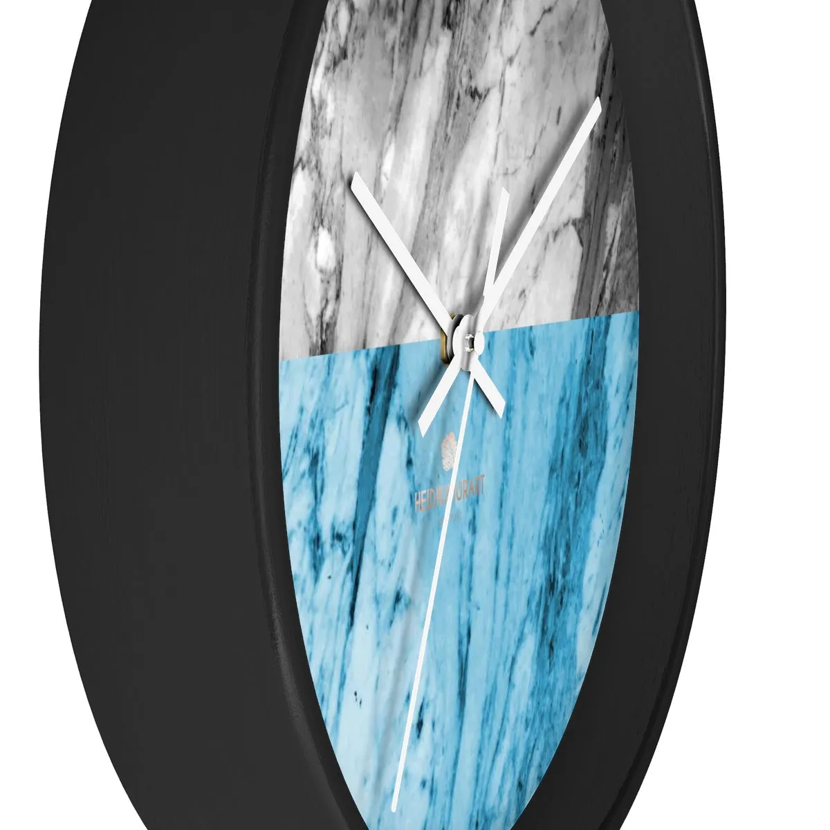 Gray Blue White Marble Print Art Large Indoor Designer 10" dia. Wall Clock-Made in USA