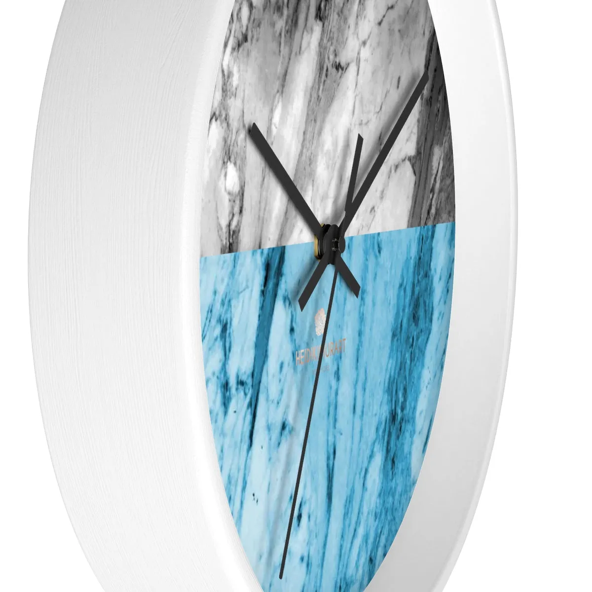 Gray Blue White Marble Print Art Large Indoor Designer 10" dia. Wall Clock-Made in USA