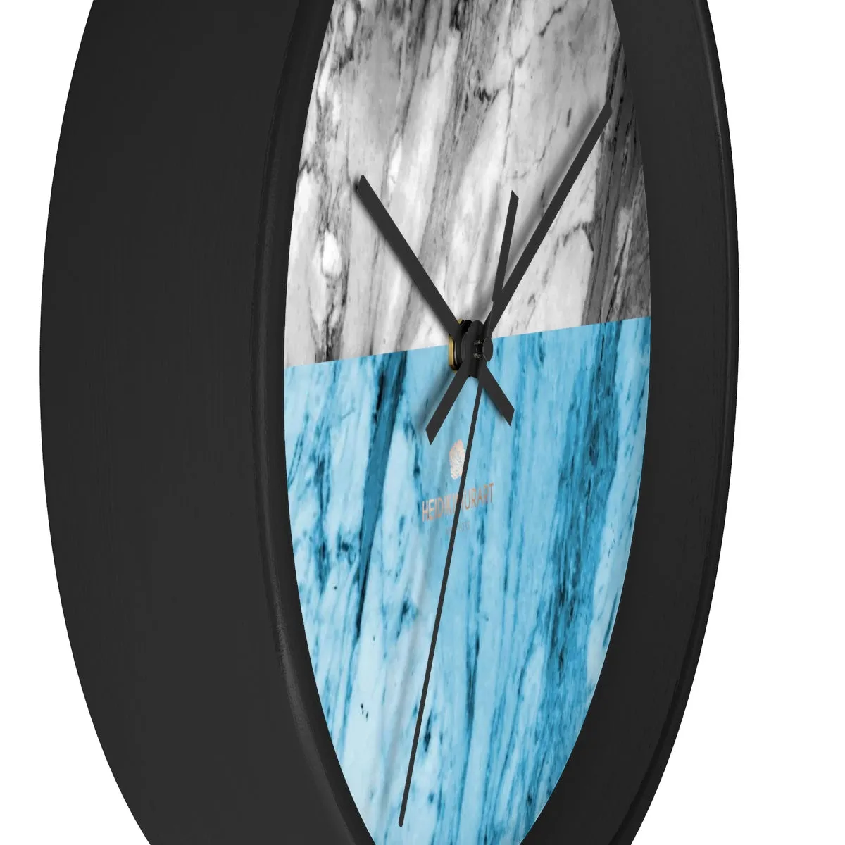Gray Blue White Marble Print Art Large Indoor Designer 10" dia. Wall Clock-Made in USA