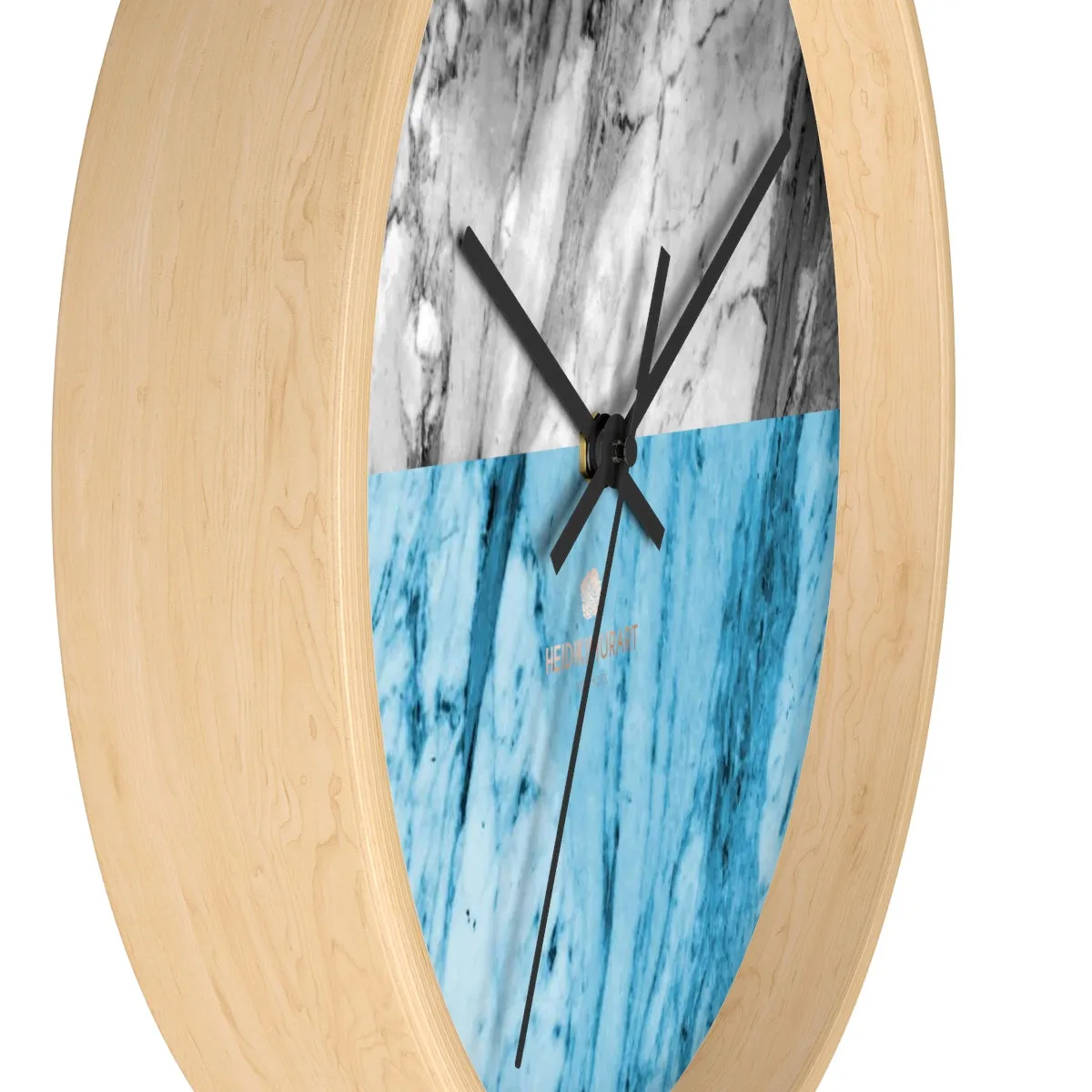 Gray Blue White Marble Print Art Large Indoor Designer 10" dia. Wall Clock-Made in USA