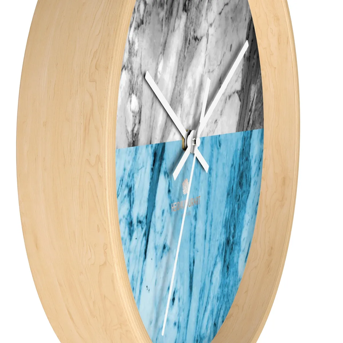 Gray Blue White Marble Print Art Large Indoor Designer 10" dia. Wall Clock-Made in USA