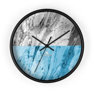 Gray Blue White Marble Print Art Large Indoor Designer 10" dia. Wall Clock-Made in USA