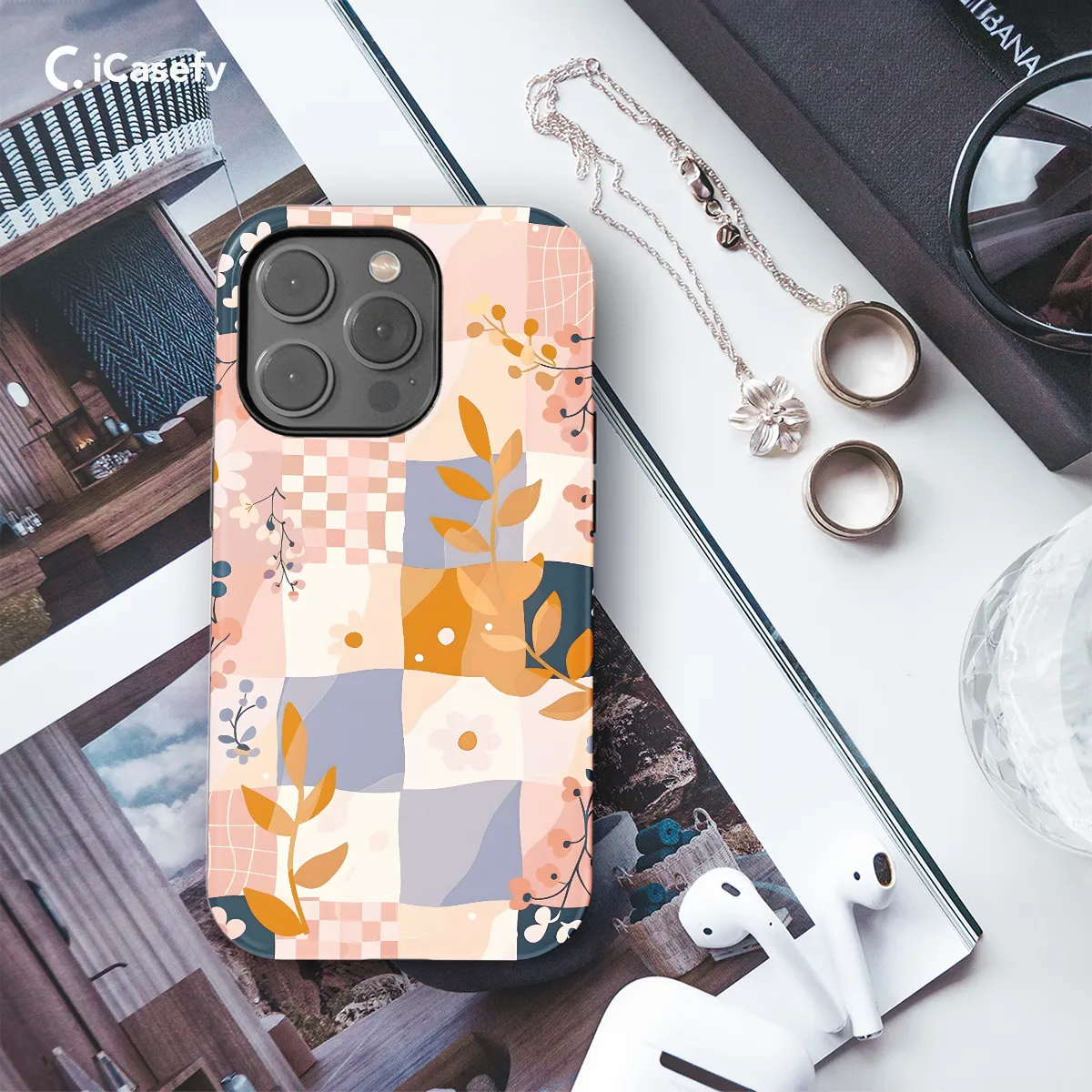 Groovy Floral Pastel Checkered Phone Case iPhone Samsung Cover Pixel 671