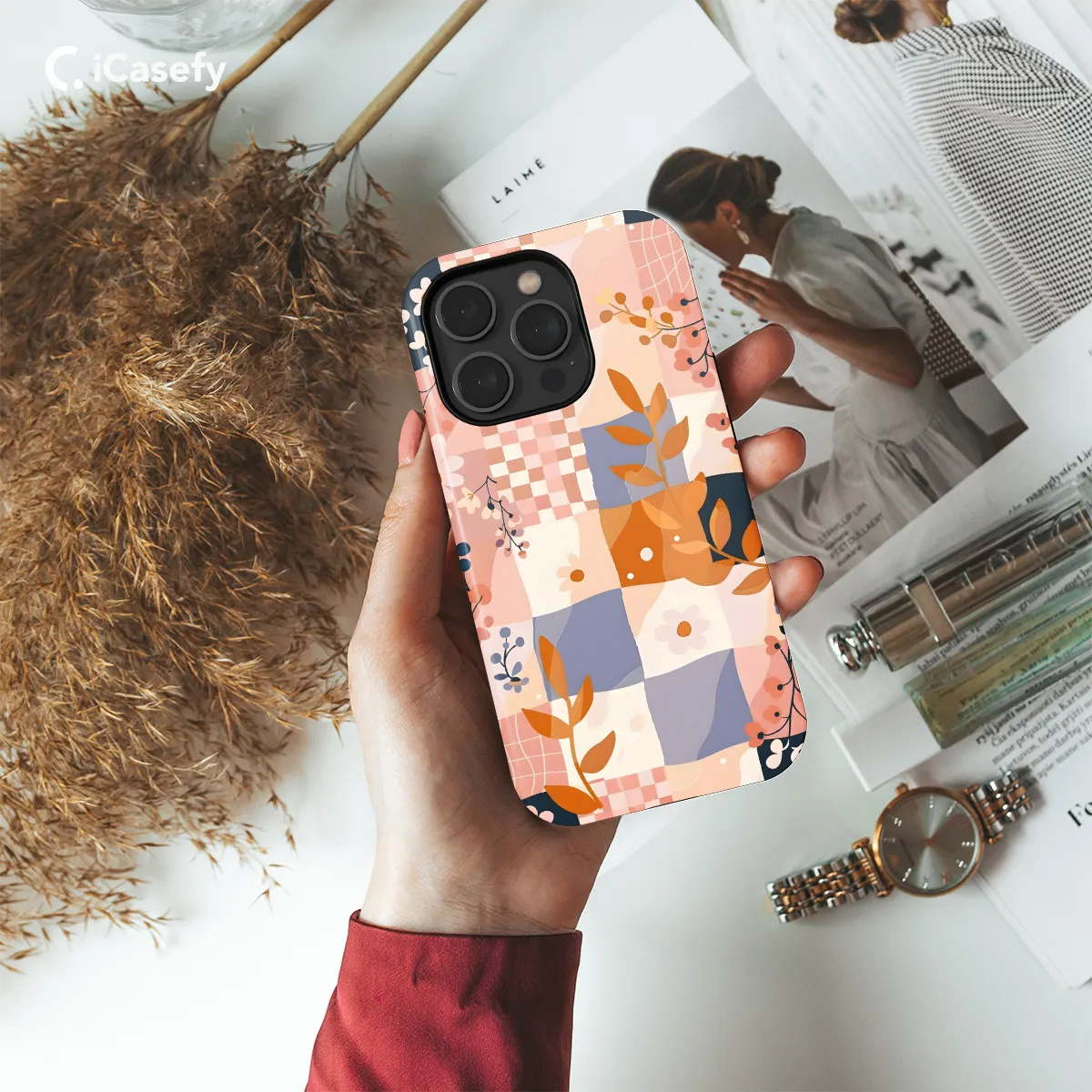 Groovy Floral Pastel Checkered Phone Case iPhone Samsung Cover Pixel 671