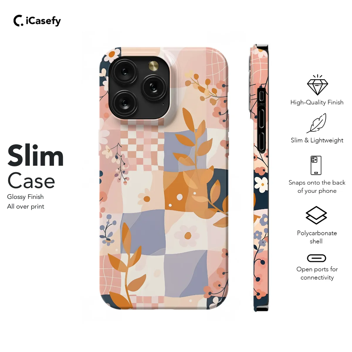 Groovy Floral Pastel Checkered Phone Case iPhone Samsung Cover Pixel 671