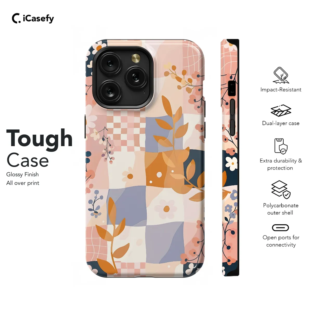 Groovy Floral Pastel Checkered Phone Case iPhone Samsung Cover Pixel 671