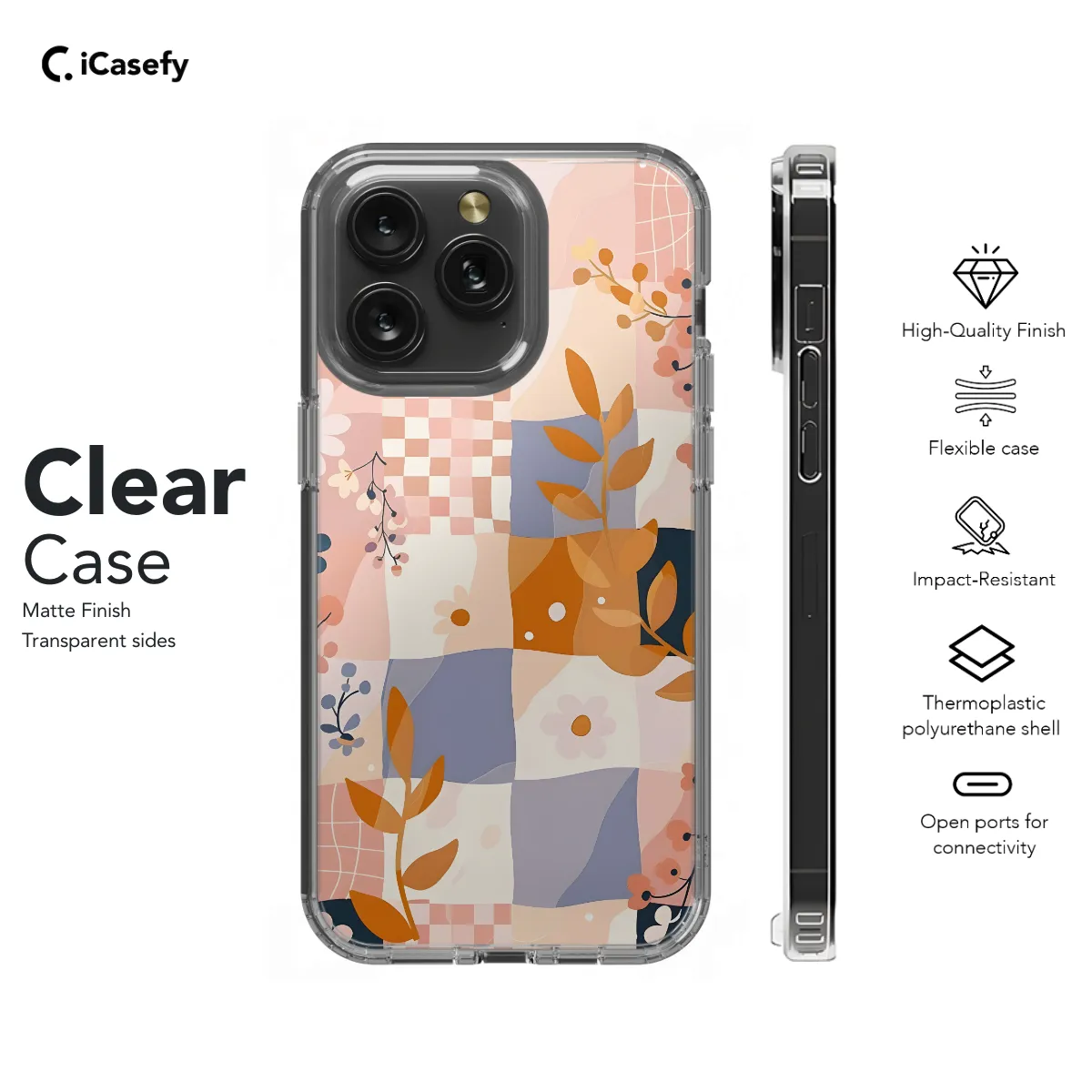 Groovy Floral Pastel Checkered Phone Case iPhone Samsung Cover Pixel 671