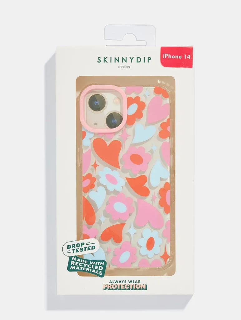 Groovy Flower Heart Shock iPhone Case