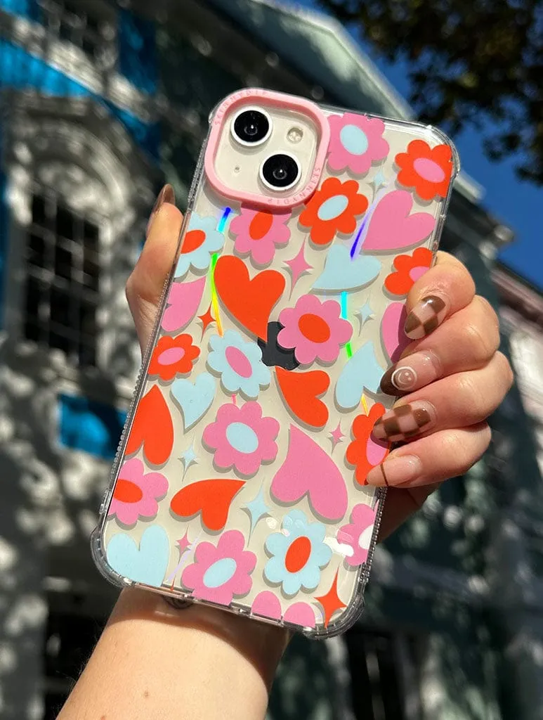 Groovy Flower Heart Shock iPhone Case