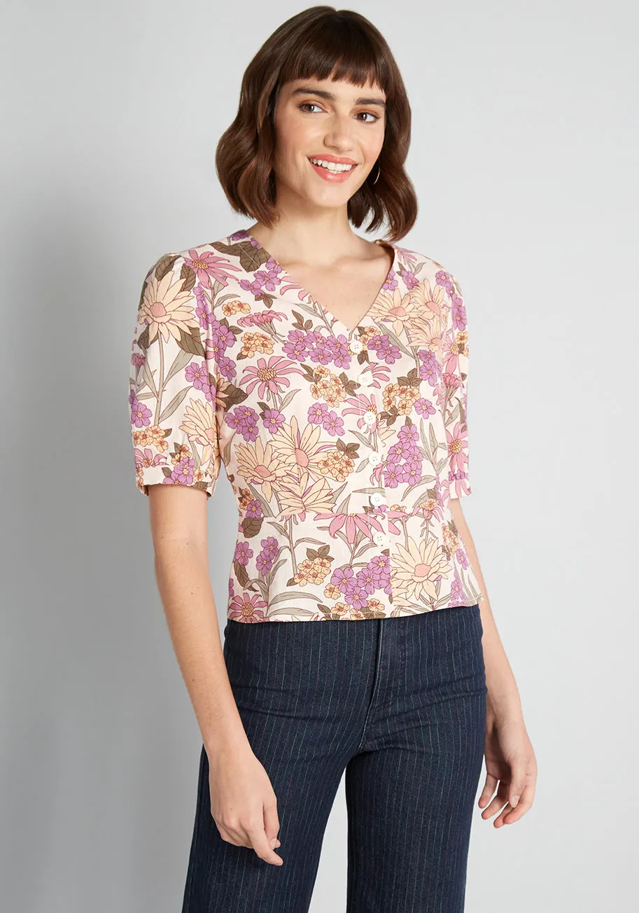 Groovy Gardens Button-Up Blouse