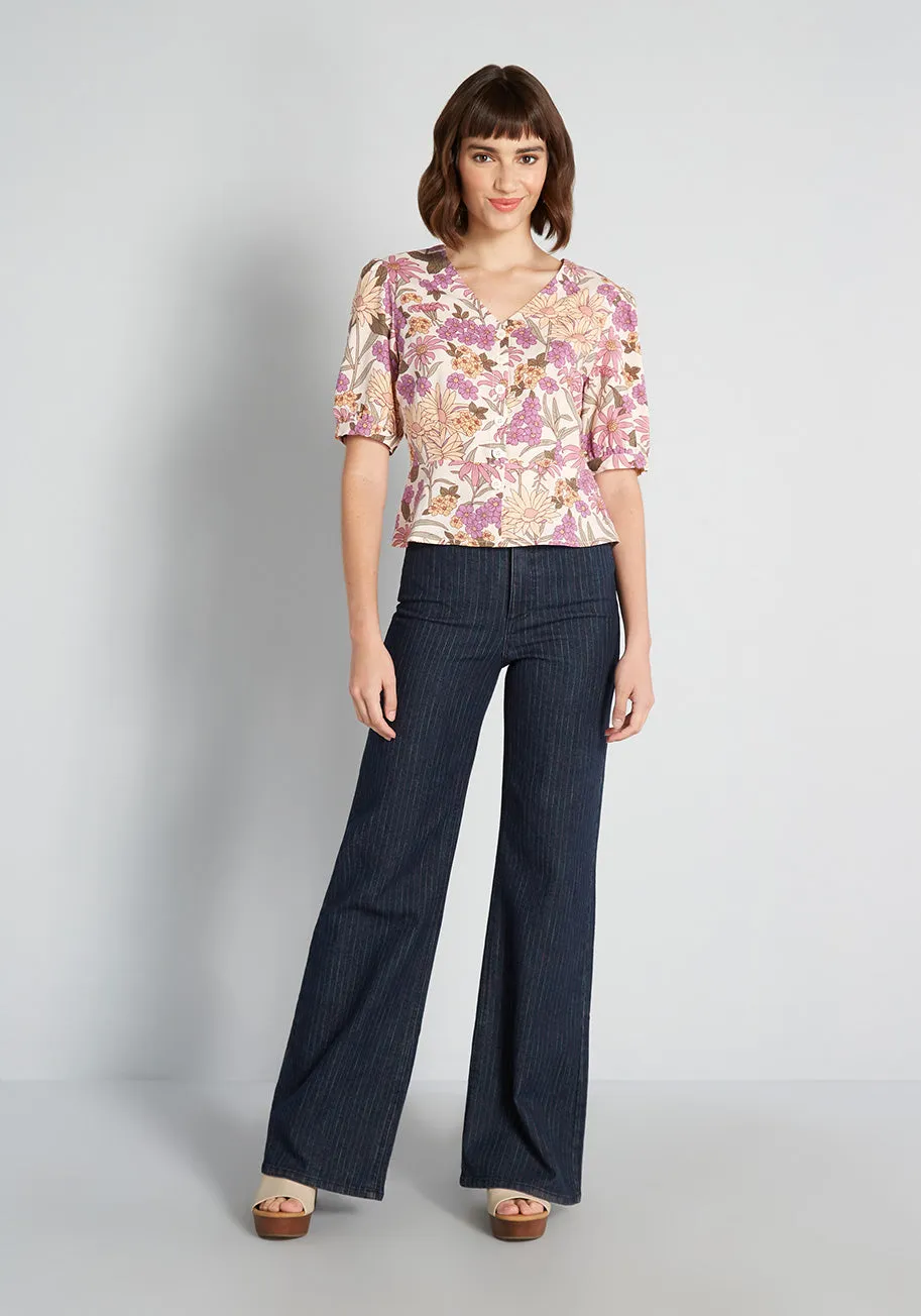 Groovy Gardens Button-Up Blouse