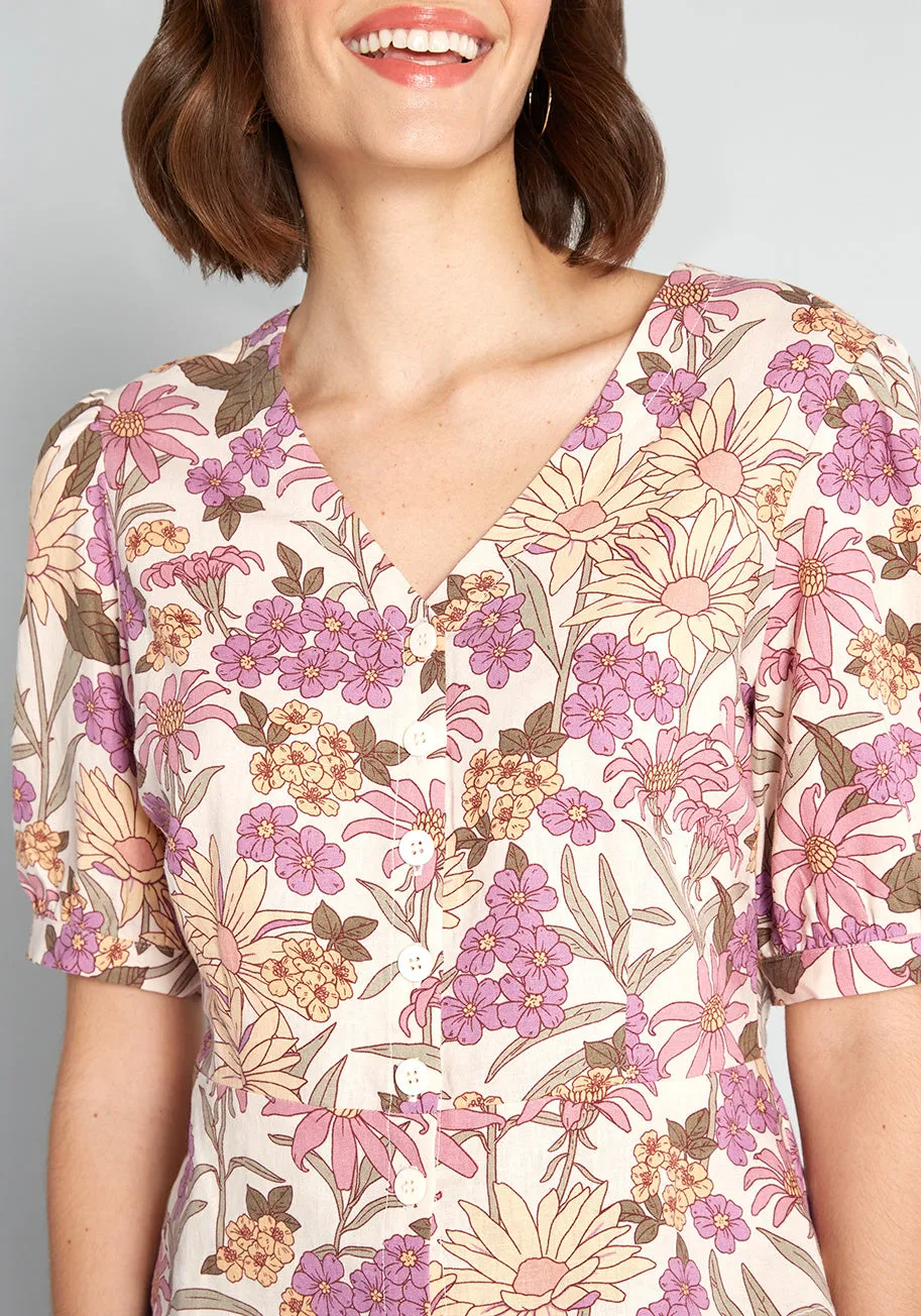 Groovy Gardens Button-Up Blouse