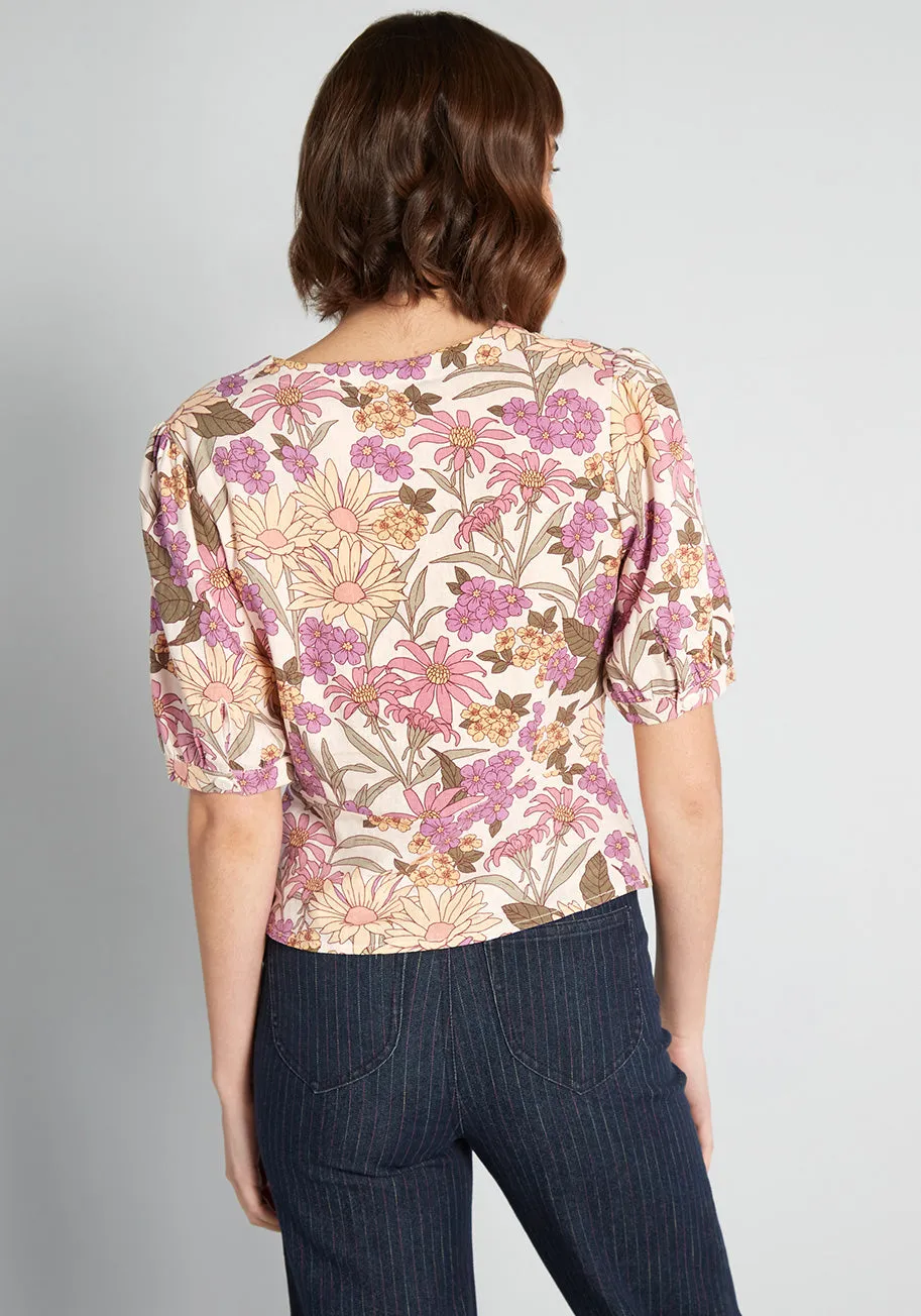 Groovy Gardens Button-Up Blouse