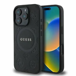 Guess Saffiano Peony Stamp Case with MagSafe for iphone 16 Pro Max 6.9" Black - GUMP16XPSAPSMEK