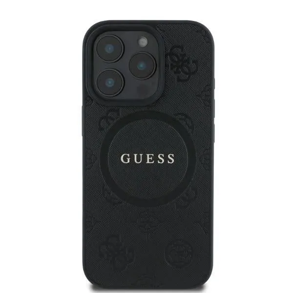 Guess Saffiano Peony Stamp Case with MagSafe for iphone 16 Pro Max 6.9" Black - GUMP16XPSAPSMEK