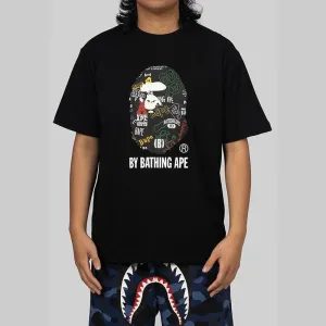Hand Draw Pattern By Bathing Ape T-Shirt - Black