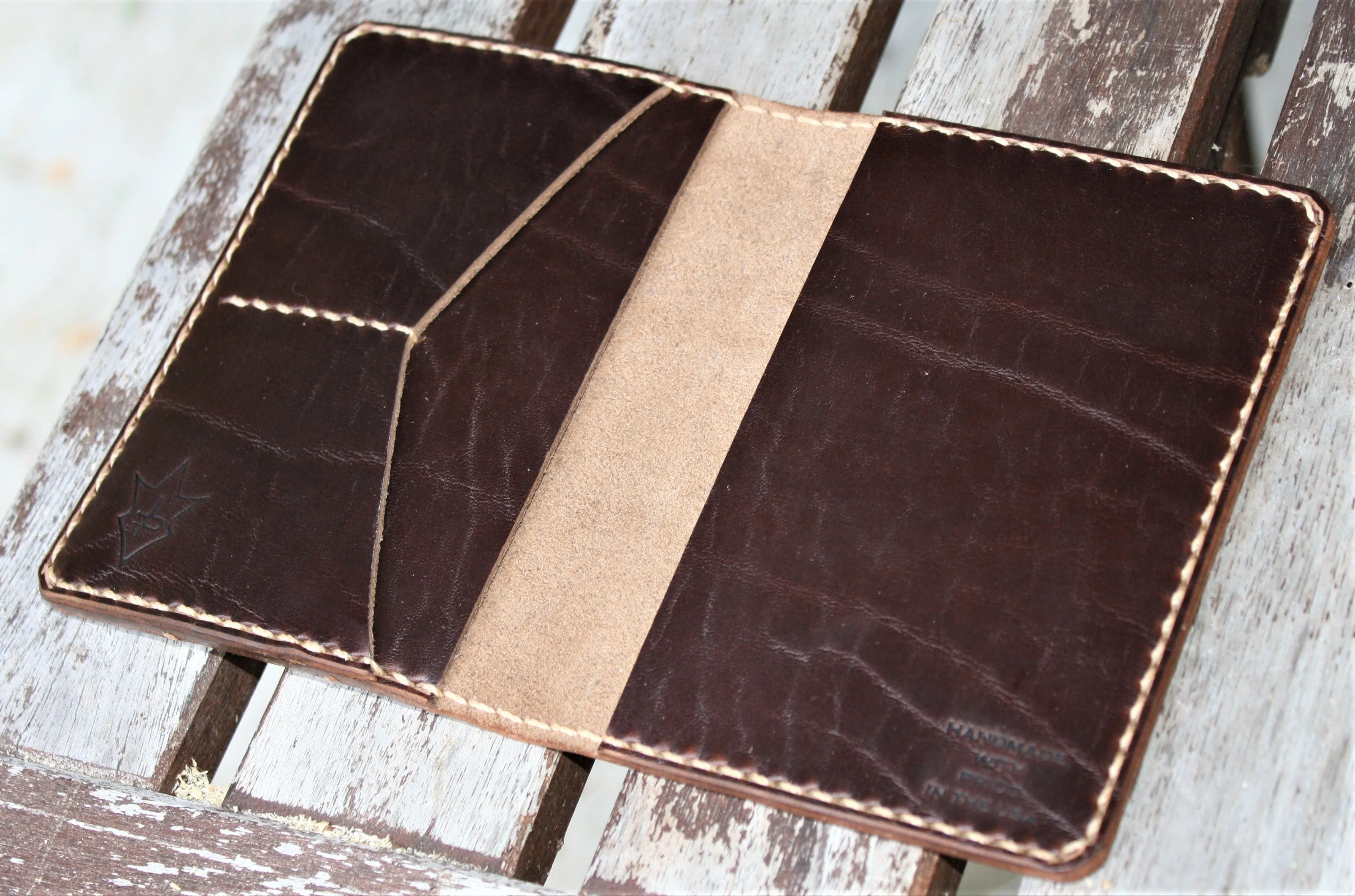 Handmade Cover or Wallet for Passport SINGRAPHUS Horween Leather Brown Chromexcel
