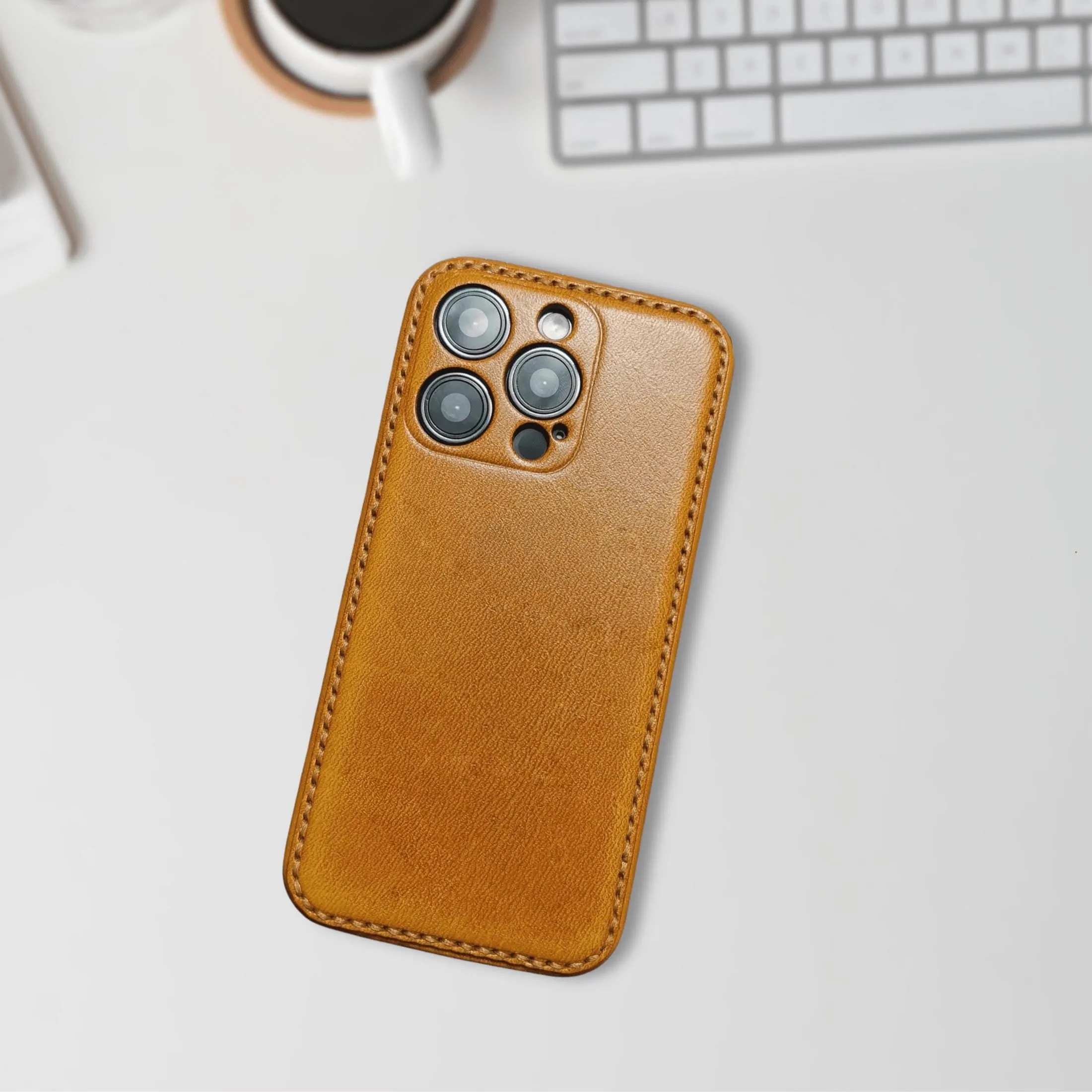 Handmade Premium Cowhide Leather iPhone Case for iPhone 16 Pro/ iPhone 15 Pro / iPhone 14 Pro/ iPhone 13, Engraving iPhone Case, Gift 2024