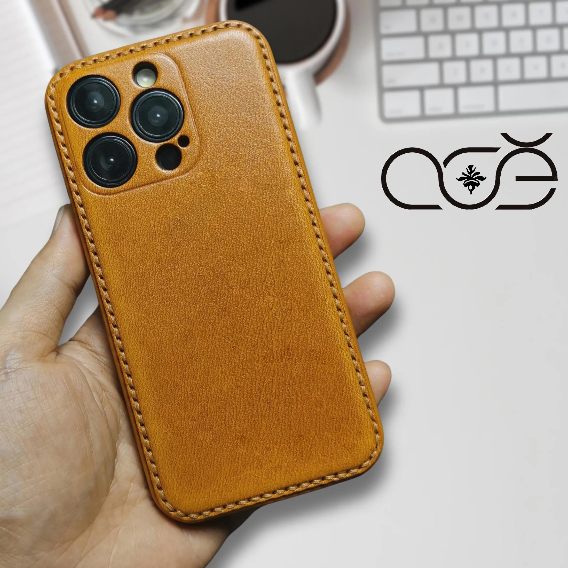Handmade Premium Cowhide Leather iPhone Case for iPhone 16 Pro/ iPhone 15 Pro / iPhone 14 Pro/ iPhone 13, Engraving iPhone Case, Gift 2024
