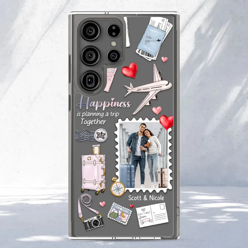 Happiness Is Planning A Trip Together - Personalized Gifts For Couples - Clear Phone Case