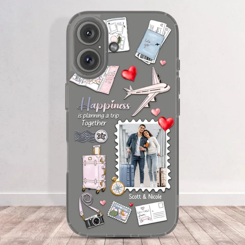 Happiness Is Planning A Trip Together - Personalized Gifts For Couples - Clear Phone Case