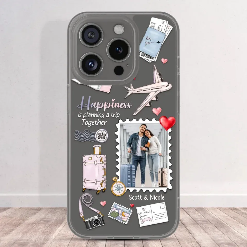Happiness Is Planning A Trip Together - Personalized Gifts For Couples - Clear Phone Case