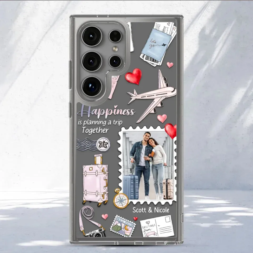 Happiness Is Planning A Trip Together - Personalized Gifts For Couples - Clear Phone Case
