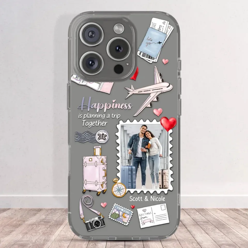 Happiness Is Planning A Trip Together - Personalized Gifts For Couples - Clear Phone Case
