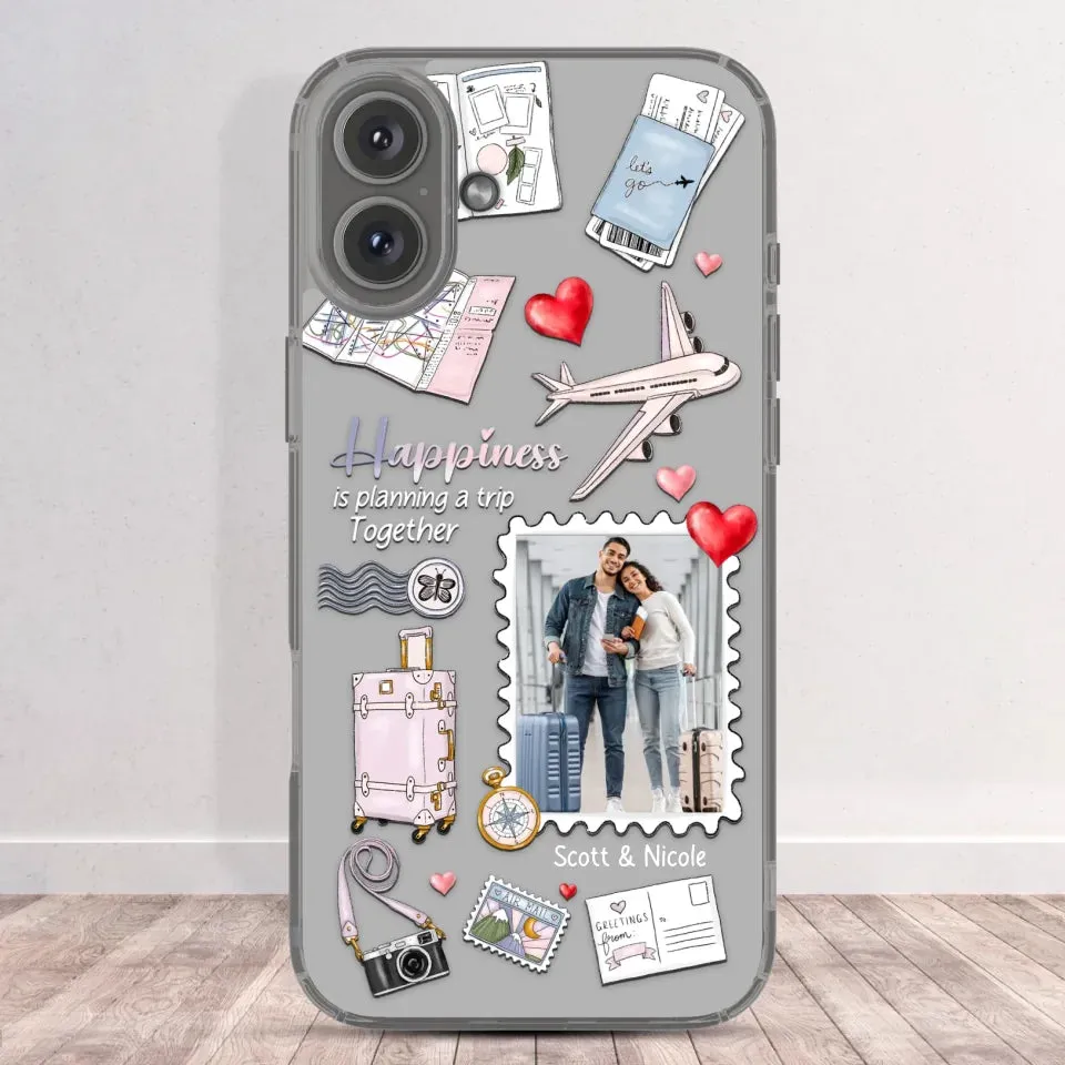 Happiness Is Planning A Trip Together - Personalized Gifts For Couples - Clear Phone Case