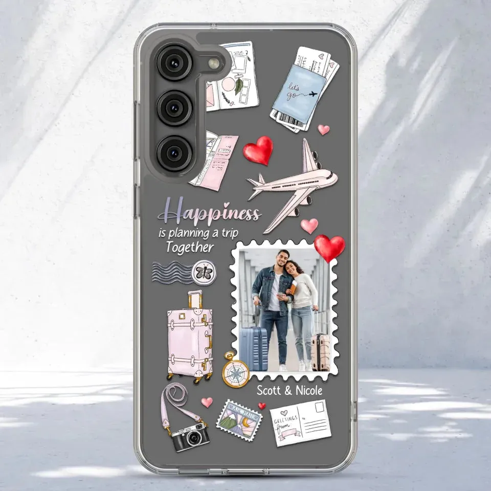 Happiness Is Planning A Trip Together - Personalized Gifts For Couples - Clear Phone Case