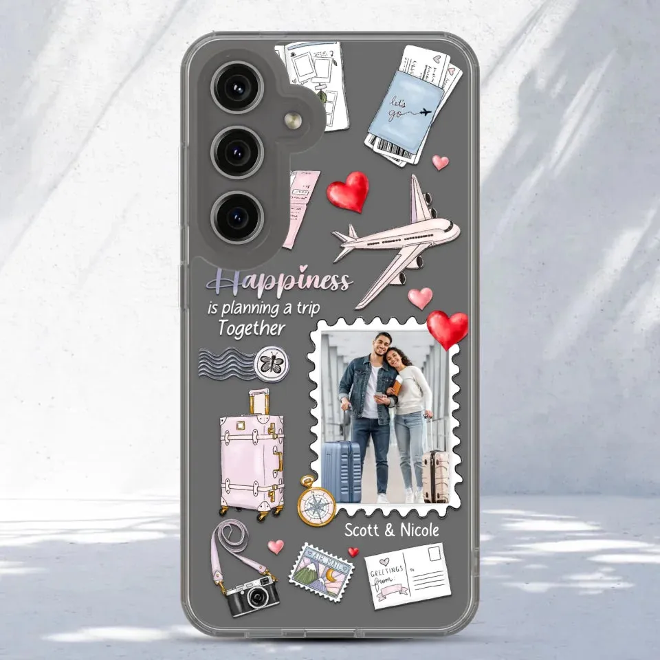 Happiness Is Planning A Trip Together - Personalized Gifts For Couples - Clear Phone Case