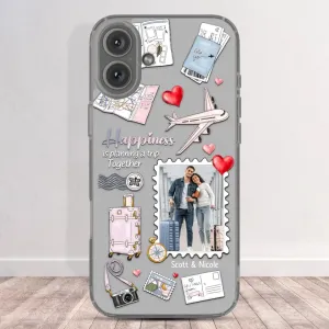 Happiness Is Planning A Trip Together - Personalized Gifts For Couples - Clear Phone Case