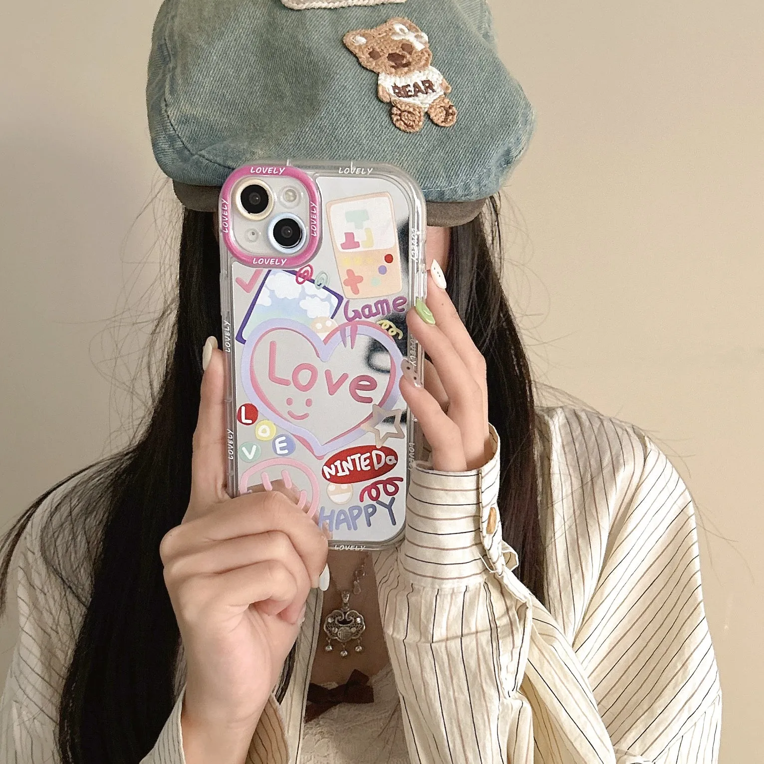 Happy Love Game With Mirror Silicon Phone Case For iPhone 11 Pro Max