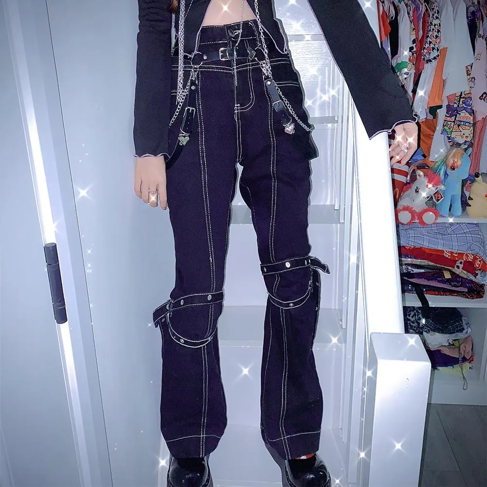 Harajuku Demin Strap Line Pants SD02145