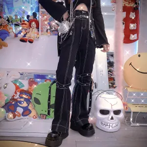 Harajuku Demin Strap Line Pants SD02145