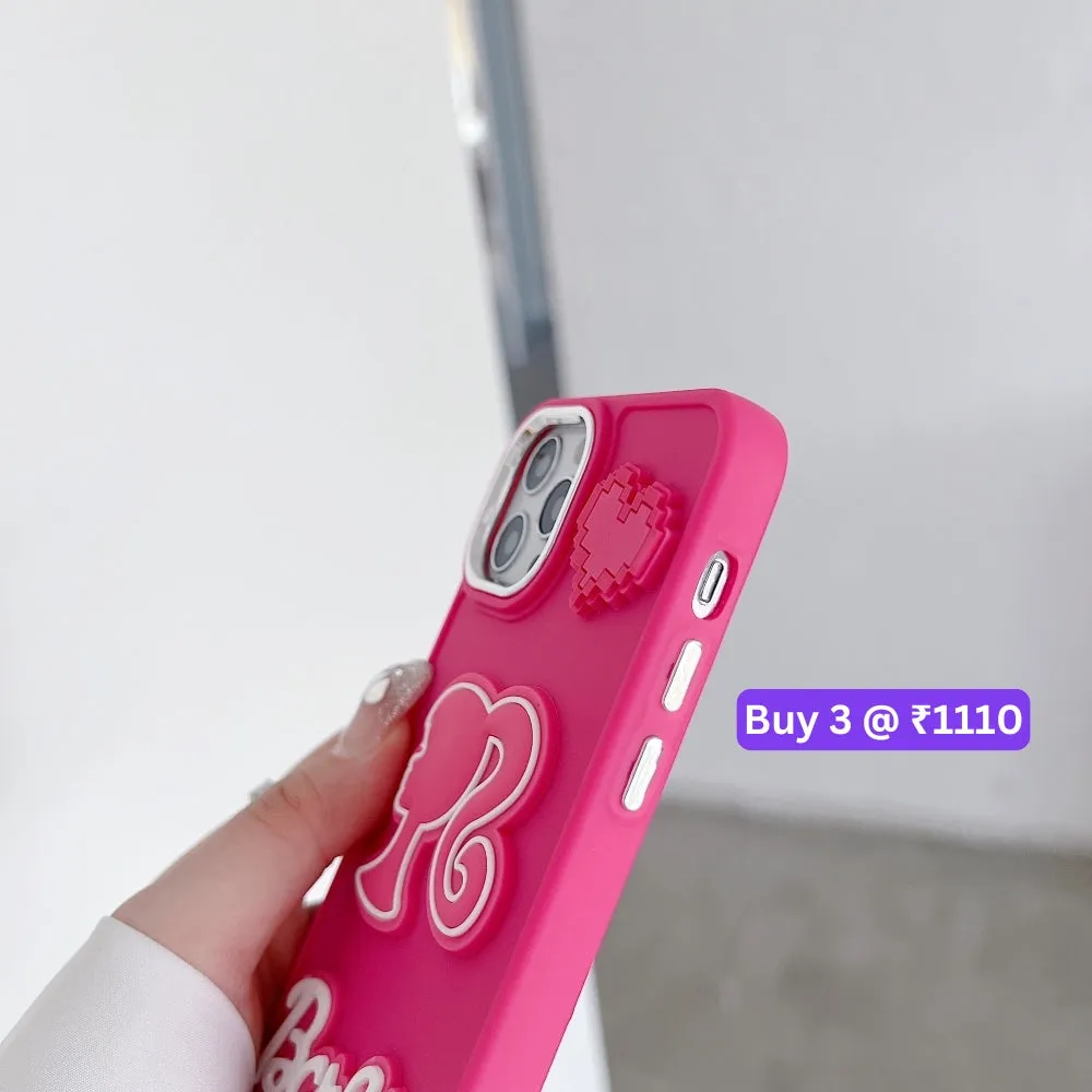 Heart and Doll Charm Silicone Soft Phone Case with Bracelet - iPhone 14 Plus