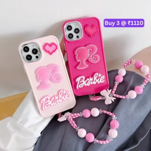 Heart and Doll Charm Silicone Soft Phone Case with Bracelet - iPhone 15 Pro