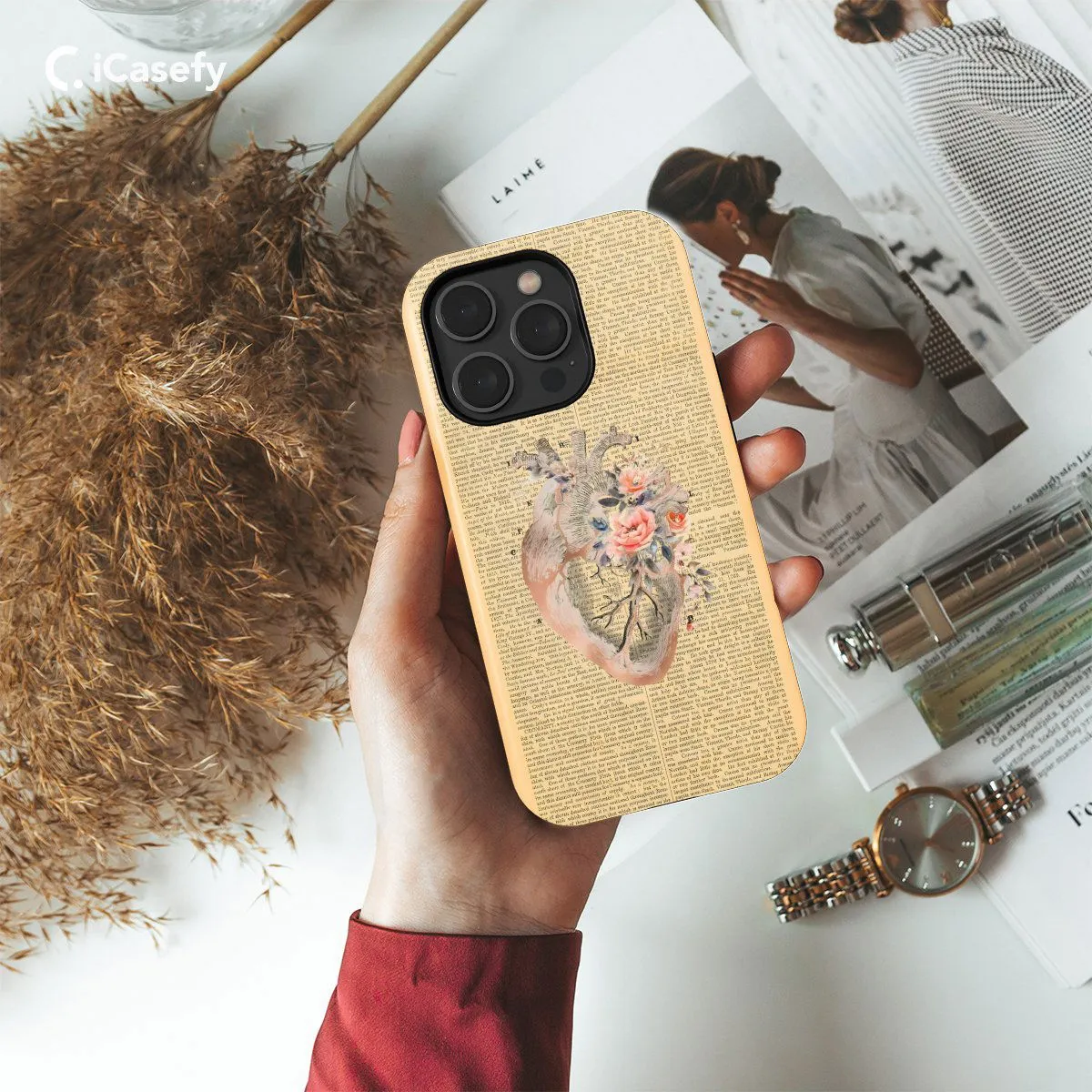 Heart Book Newspaper Anatomy Phone Case iPhone Samsung Pixel & More