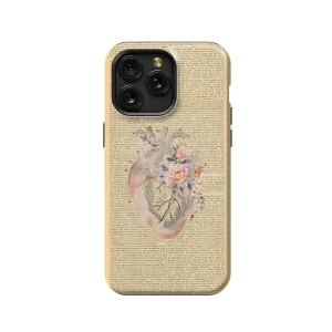 Heart Book Newspaper Anatomy Phone Case iPhone Samsung Pixel & More
