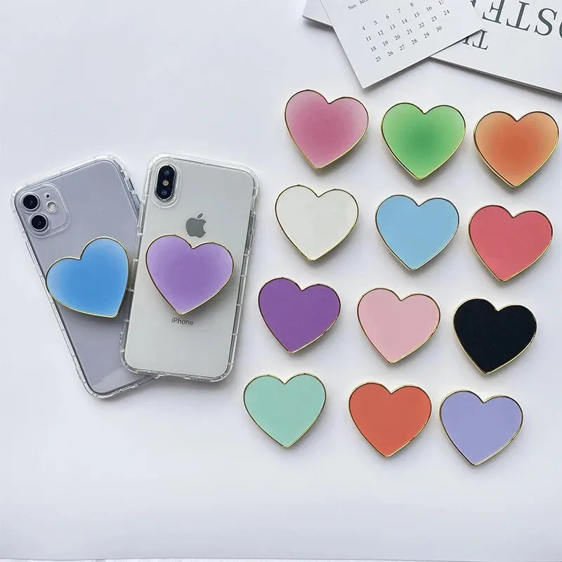 Heart Phone Grip | Tablet | Stand | Holder | Gold Trim | Black | White | Color | Love | Medium | Large | Comfortable | Accessory | Gift