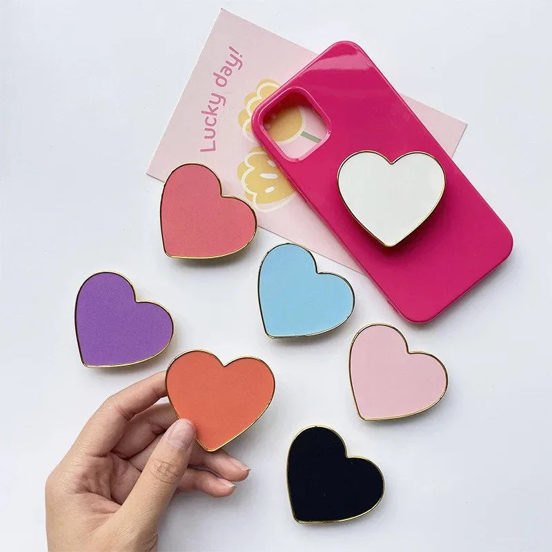 Heart Phone Grip | Tablet | Stand | Holder | Gold Trim | Black | White | Color | Love | Medium | Large | Comfortable | Accessory | Gift