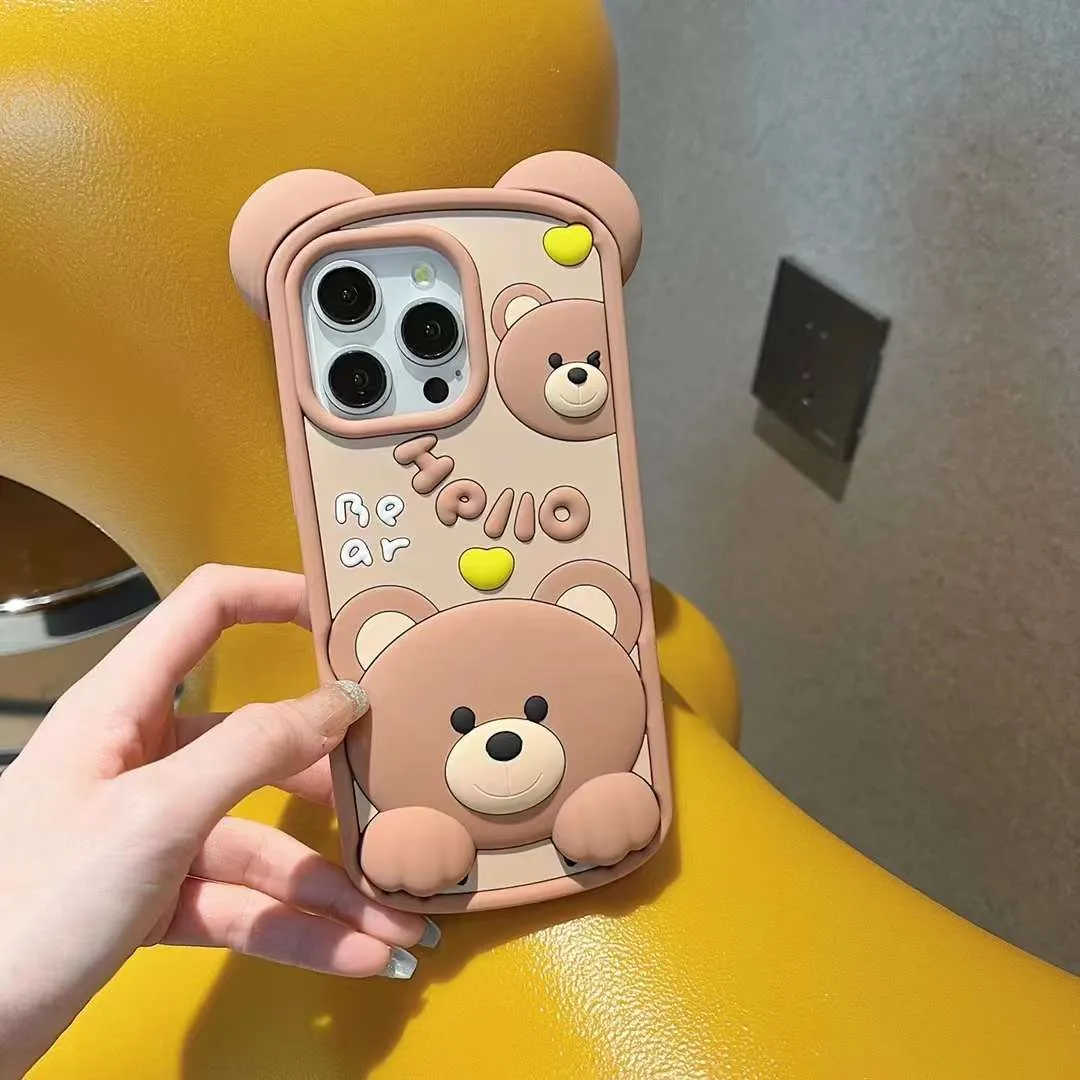 Hello Bear Silicon Phone Cases For iPhone 15 Plus (Universal Camera Cut)