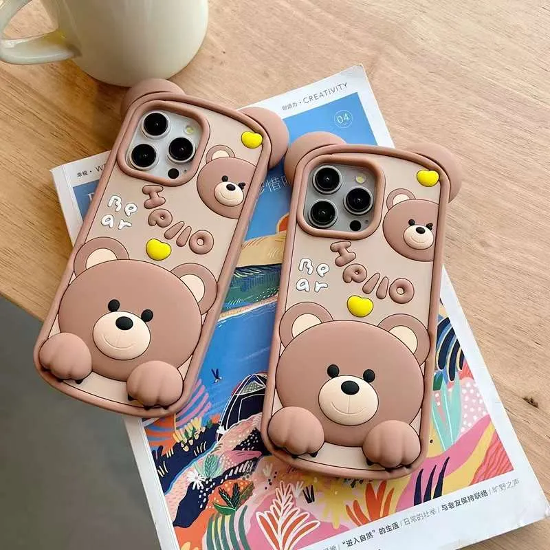 Hello Bear Silicon Phone Cases For iPhone 15 Plus (Universal Camera Cut)