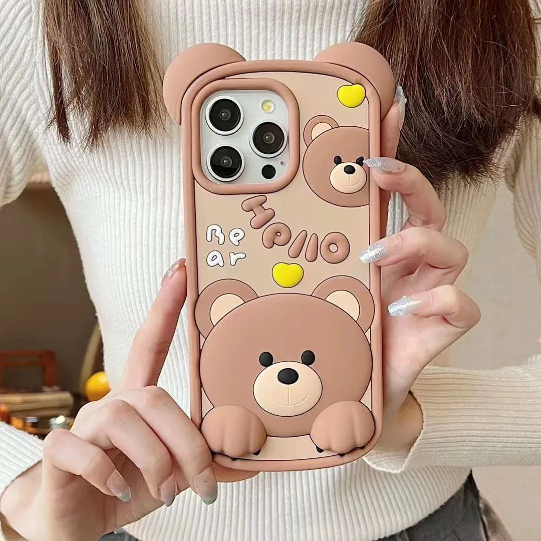 Hello Bear Silicon Phone Cases For iPhone 15 Plus (Universal Camera Cut)
