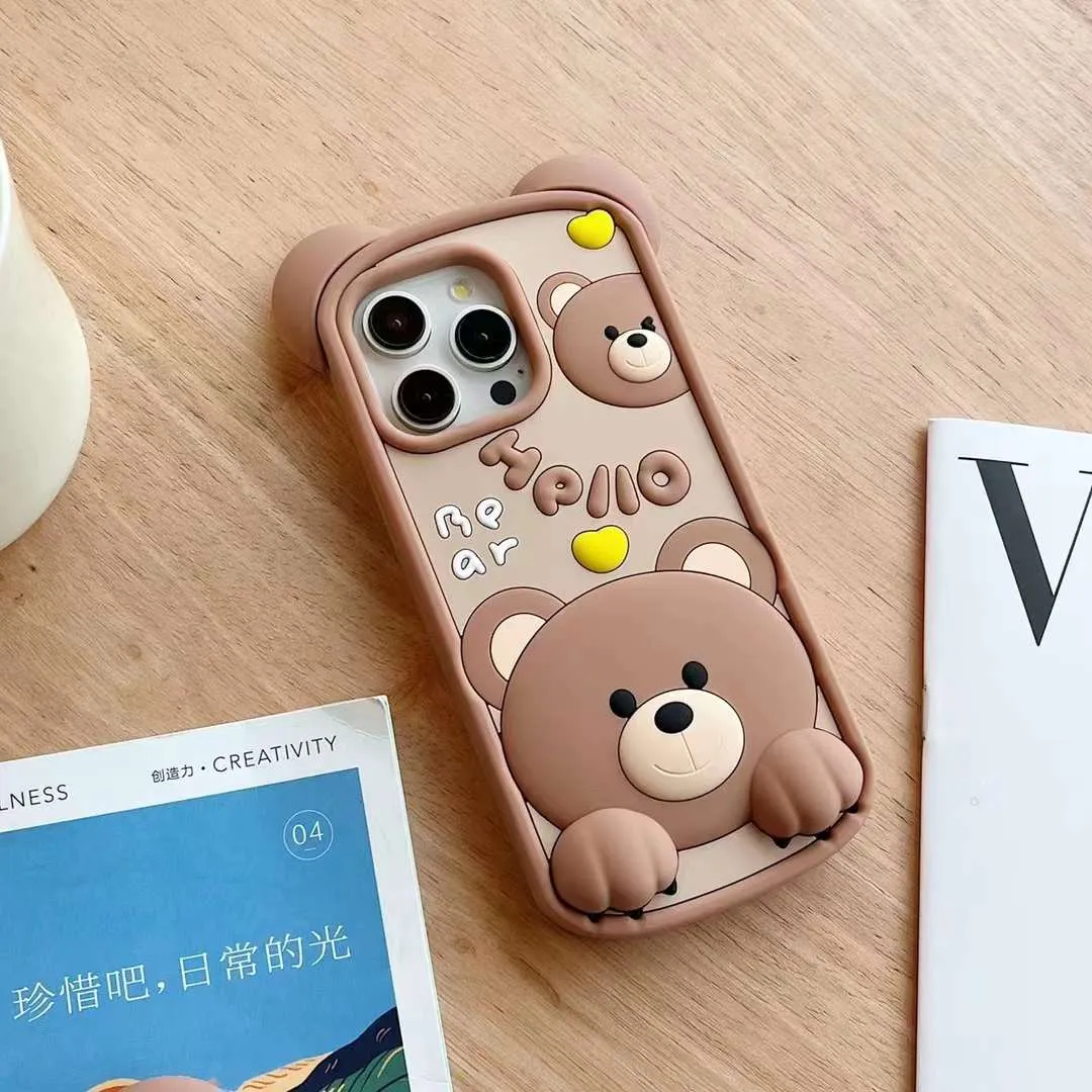 Hello Bear Silicon Phone Cases For iPhone 15 Plus (Universal Camera Cut)