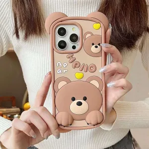Hello Bear Silicon Phone Cases For iPhone 15 Pro Max
