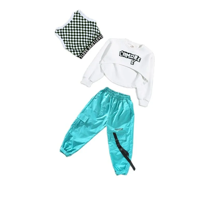 #HH759 Girls Hip Hop Dance-Crop Tops -Loose Pants- Jazz -Street Dance Costume
